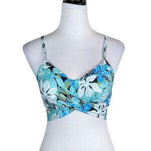Women’s Blue Tropical Floral Pullover Swimsuit Top, Size S, NWOT